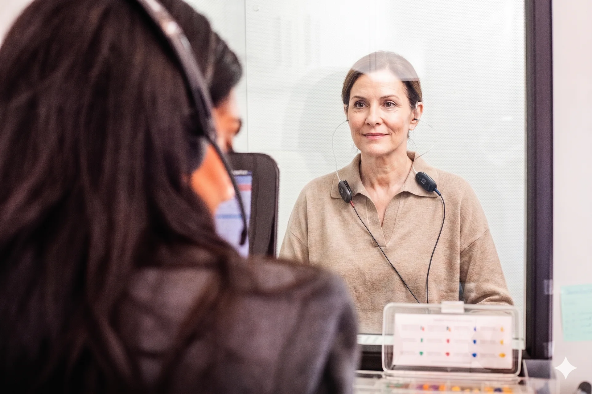 Natasha Manji reviewing results with a patient